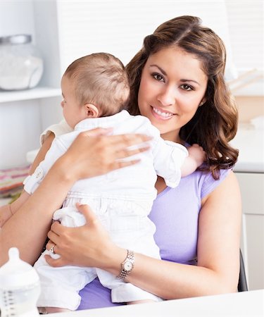 simsearch:400-04118442,k - Caucasian young mother taking care of her adorable baby at home Stock Photo - Budget Royalty-Free & Subscription, Code: 400-05320839