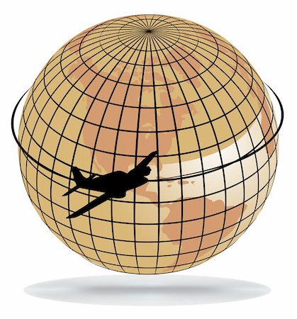 Airplane route around the world(part of full set), vector illustration Stock Photo - Budget Royalty-Free & Subscription, Code: 400-05322077