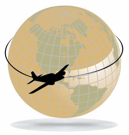 Airplane route around the world(part of full set), vector illustration Stock Photo - Budget Royalty-Free & Subscription, Code: 400-05322078