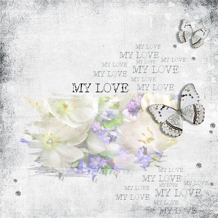 royal family - retro background with stamp-frame, diamonds, text love, flowers and butterfly Stock Photo - Budget Royalty-Free & Subscription, Code: 400-05322192