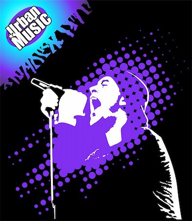 rap music illustration performer and wild crowd Stock Photo - Budget Royalty-Free & Subscription, Code: 400-05322300