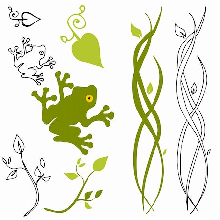 frog graphics - An image of a frog, leaf and stem design elements. Foto de stock - Super Valor sin royalties y Suscripción, Código: 400-05322401