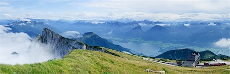 the bird's-eye Panorama view over the Traunsee an austrian Lake in Salzkammergut Stock Photo - Budget Royalty-Free & Subscription, Code: 400-05322482