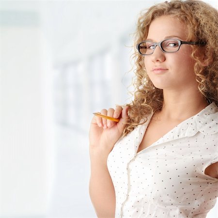 Beautiful corpulent caucasian student girl isolated on white background Stock Photo - Budget Royalty-Free & Subscription, Code: 400-05322972