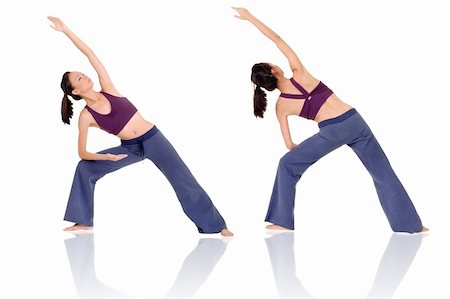 simsearch:400-04676820,k - Asian woman of fitness doing expert yoga pose in front and rear view, full length portrait isolated on white background. Photographie de stock - Aubaine LD & Abonnement, Code: 400-05323281