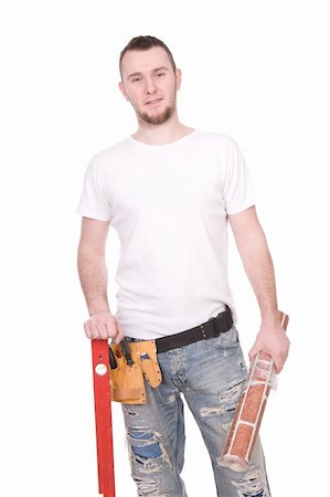 simsearch:400-08550951,k - young adult worker. over white background Foto de stock - Super Valor sin royalties y Suscripción, Código: 400-05323317