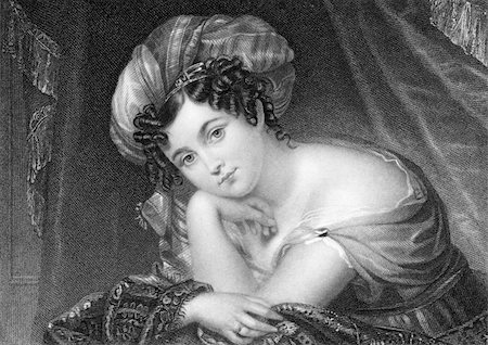 simsearch:400-06561114,k - Maria Theresia Ahlefeldt, born Princess Maria Theresia of Thurn and Taxis (1755-1810) on engraving from 1835. First female composer in Denmark. Engraved by Dean after a painting by Holmes and published by Fisher, Son & Co London. Stock Photo - Budget Royalty-Free & Subscription, Code: 400-05323424