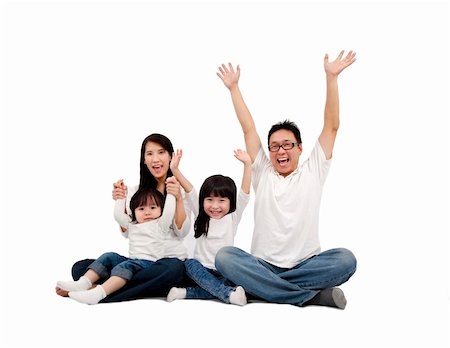 simsearch:400-07517983,k - Happy Asian Family isolated on white Foto de stock - Super Valor sin royalties y Suscripción, Código: 400-05323442