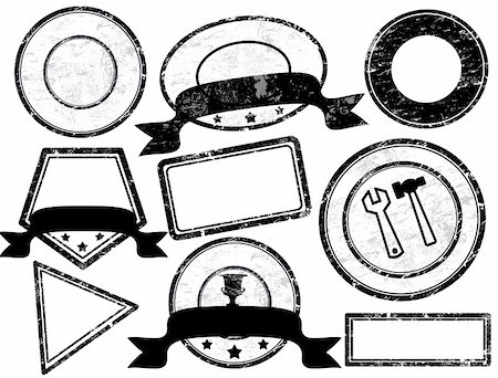 Collection of empty grunge rubber stamps  with space for text, vector illustration Stock Photo - Budget Royalty-Free & Subscription, Code: 400-05323529
