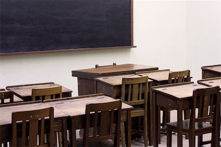 old classroom ,wood chair and desk Stock Photo - Budget Royalty-Free & Subscription, Code: 400-05323821