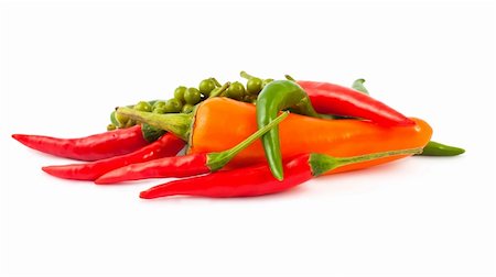 Different kinds of hot pepper isolated on white background Stock Photo - Budget Royalty-Free & Subscription, Code: 400-05334008
