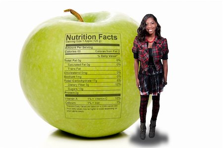 A beautiful teenage African American woman standing beside a green Granny Smith apple Foto de stock - Super Valor sin royalties y Suscripción, Código: 400-05334785