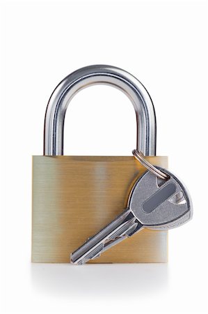 simsearch:400-04359676,k - Padlock and key on a white background Stock Photo - Budget Royalty-Free & Subscription, Code: 400-05335164