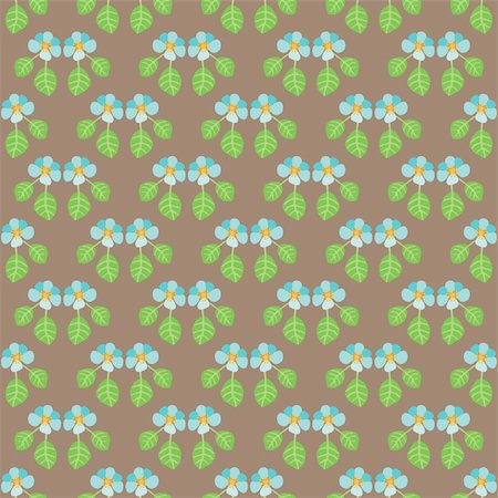 simsearch:400-05305234,k - Handpainted seamless vector pattern with blue flowers and green leaves on a brown background Stockbilder - Microstock & Abonnement, Bildnummer: 400-05335246