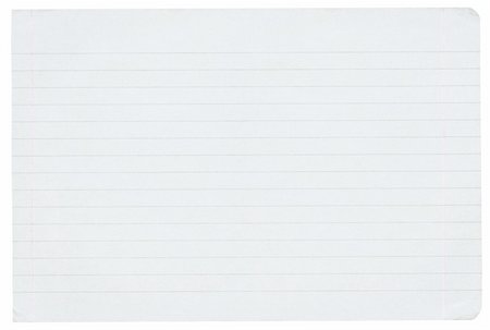 piece of lined paper isolated on pure white background Fotografie stock - Microstock e Abbonamento, Codice: 400-05335300