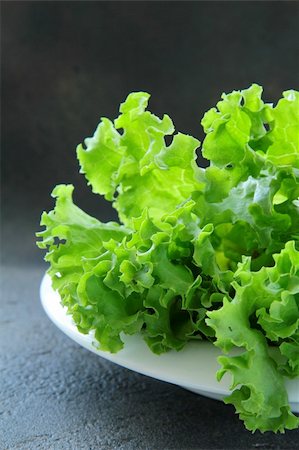 salad greens on white background - fresh lettuce on a plate on a black background Stock Photo - Budget Royalty-Free & Subscription, Code: 400-05335529