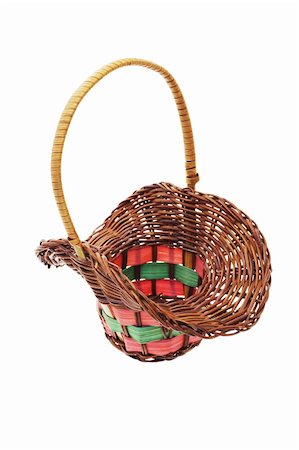 Empty mini gift wicker basket on white background Stock Photo - Budget Royalty-Free & Subscription, Code: 400-05335800