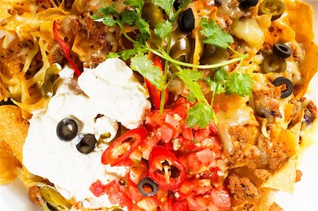 fresh nachos and vegetable salad with meat ,chili con carne  ,typical mexican food Stock Photo - Budget Royalty-Free & Subscription, Code: 400-05336163