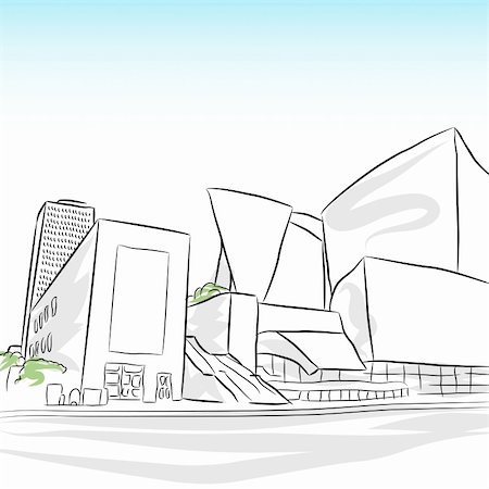 skyline of downtown los angeles - An image of a downtown los angeles skyline sketch. Stock Photo - Budget Royalty-Free & Subscription, Code: 400-05336376