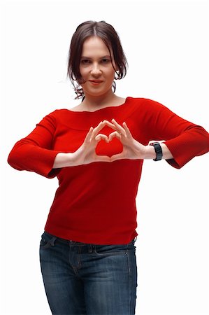 shyshka (artist) - Portrait of a girl showing heart symbol isolated over white background Photographie de stock - Aubaine LD & Abonnement, Code: 400-05336783
