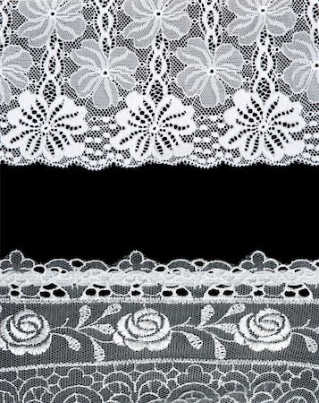Decorative lace with pattern on black background. Picture is formed from several photographies Stock Photo - Budget Royalty-Free & Subscription, Code: 400-05337097