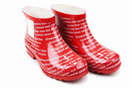 simsearch:400-05327098,k - Red rubber boots with inscription on white background Stock Photo - Budget Royalty-Free & Subscription, Code: 400-05337093