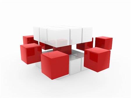 simsearch:400-05146077,k - 3d cube red white square business concept puzzle Photographie de stock - Aubaine LD & Abonnement, Code: 400-05337637