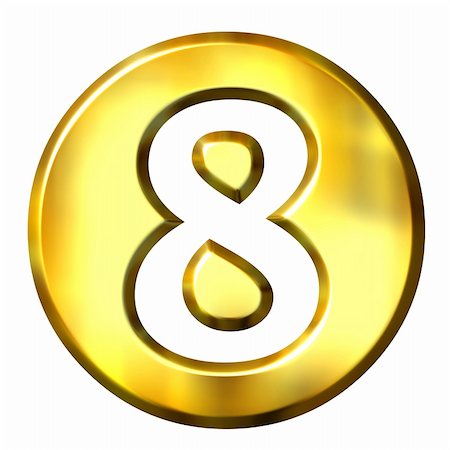 3d golden framed number 8 isolated in white Stock Photo - Budget Royalty-Free & Subscription, Code: 400-05337833