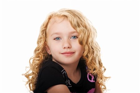 Beautiful happy smiling face of a young girl with golden blond hair and blue eyes, isolated. Stock Photo - Budget Royalty-Free & Subscription, Code: 400-05337953