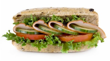 Freshly made ham and vegetable sandwich - isolated Stock Photo - Budget Royalty-Free & Subscription, Code: 400-05338219