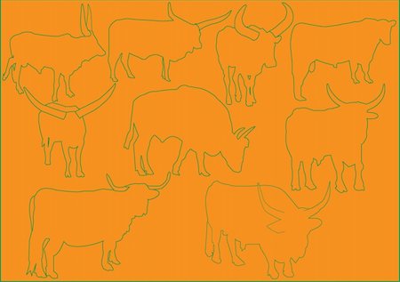 ranch cartoon - cattle illustration collection - vector Stock Photo - Budget Royalty-Free & Subscription, Code: 400-05338338