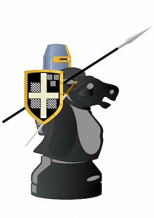 simsearch:400-04394601,k - Chessmen styled medieval knights. Illustration on a white background. Foto de stock - Royalty-Free Super Valor e Assinatura, Número: 400-05338344