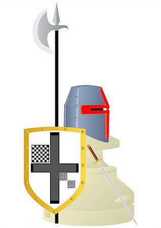 simsearch:640-02948141,k - Chessmen styled medieval knights. Illustration on a white background. Fotografie stock - Microstock e Abbonamento, Codice: 400-05338347