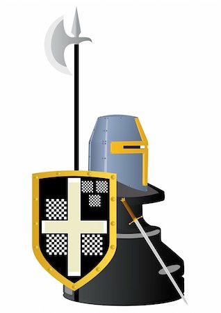 simsearch:640-02948137,k - Chessmen styled medieval knights. Illustration on a white background. Photographie de stock - Aubaine LD & Abonnement, Code: 400-05338348