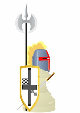 simsearch:640-02948141,k - Chessmen styled medieval knights. Illustration on a white background. Fotografie stock - Microstock e Abbonamento, Codice: 400-05338341