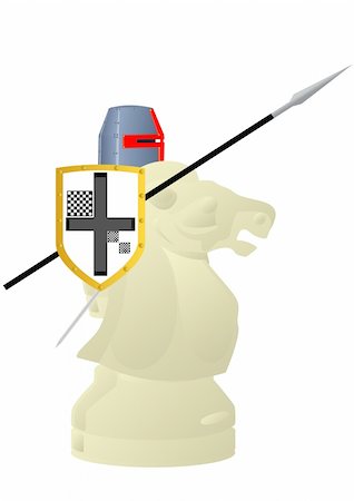 simsearch:640-02948141,k - Chessmen styled medieval knights. Illustration on a white background. Fotografie stock - Microstock e Abbonamento, Codice: 400-05338343