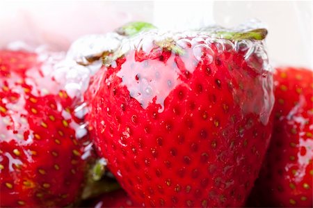 simsearch:400-05168860,k - Fresh red strawberries being washed Photographie de stock - Aubaine LD & Abonnement, Code: 400-05338628