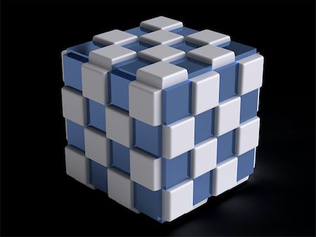 simsearch:400-05146077,k - abstract white blue cube Photographie de stock - Aubaine LD & Abonnement, Code: 400-05338961