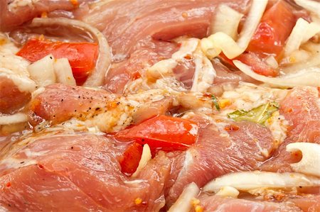 marinated meat with onions and tomatoes for a kebab Stock Photo - Budget Royalty-Free & Subscription, Code: 400-05338970