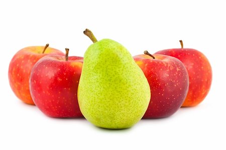 simsearch:400-04901021,k - Four red apples and green pear isolated on white background Foto de stock - Super Valor sin royalties y Suscripción, Código: 400-05339167