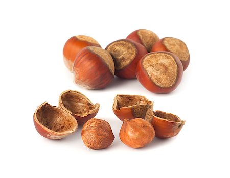 rôti (viande) - Hazelnuts isolated on white background Foto de stock - Super Valor sin royalties y Suscripción, Código: 400-05339319