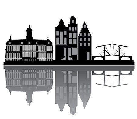 Amsterdam skyline with buildings and bridge Foto de stock - Super Valor sin royalties y Suscripción, Código: 400-05339382