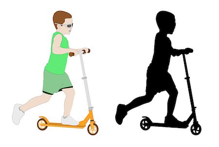 illustration of kid riding micro scooter - vector Stock Photo - Budget Royalty-Free & Subscription, Code: 400-05339418