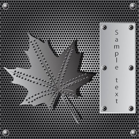silver maple - metal shield maple leaf  background with rivets Stock Photo - Budget Royalty-Free & Subscription, Code: 400-05339421