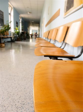 Wooden Chairs in the interior of Hospital Stock Photo - Budget Royalty-Free & Subscription, Code: 400-05339592