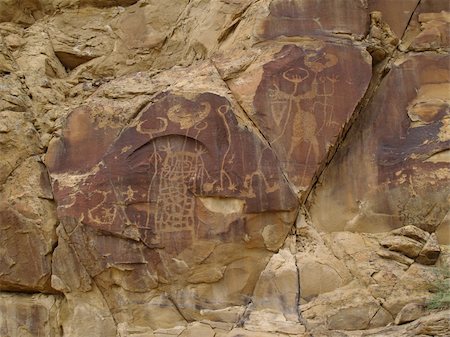 prehistoric pictographs - Weather worn indian petroglyphs in central Wyoming near Thermopolis. Stock Photo - Budget Royalty-Free & Subscription, Code: 400-05330046