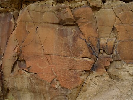 prehistoric pictographs - Weather worn indian petroglyphs in central Wyoming near Thermopolis. Stock Photo - Budget Royalty-Free & Subscription, Code: 400-05330047