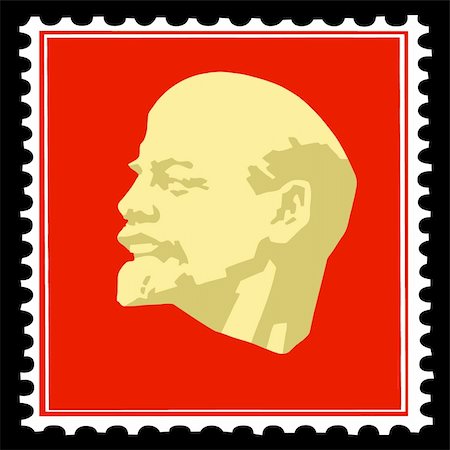 vector silhouette lenin on postage stamps Photographie de stock - Aubaine LD & Abonnement, Code: 400-05330288