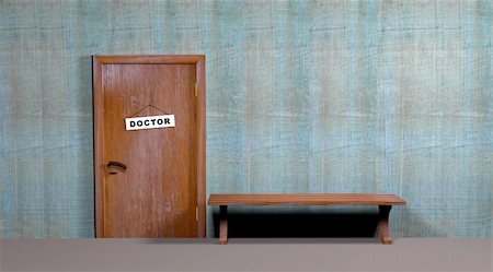 doors in hospital - In the hospital corridor in front of the doctor's study. (render) Stock Photo - Budget Royalty-Free & Subscription, Code: 400-05330539