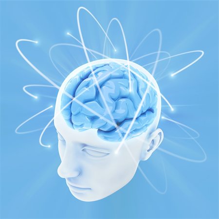 Head illuminated by the energy of the brain. Concept of thinking, the power of mind. Stockbilder - Microstock & Abonnement, Bildnummer: 400-05330545